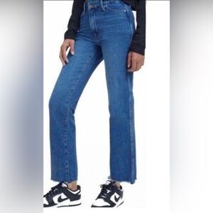 Good American, raw hem denim tummy control